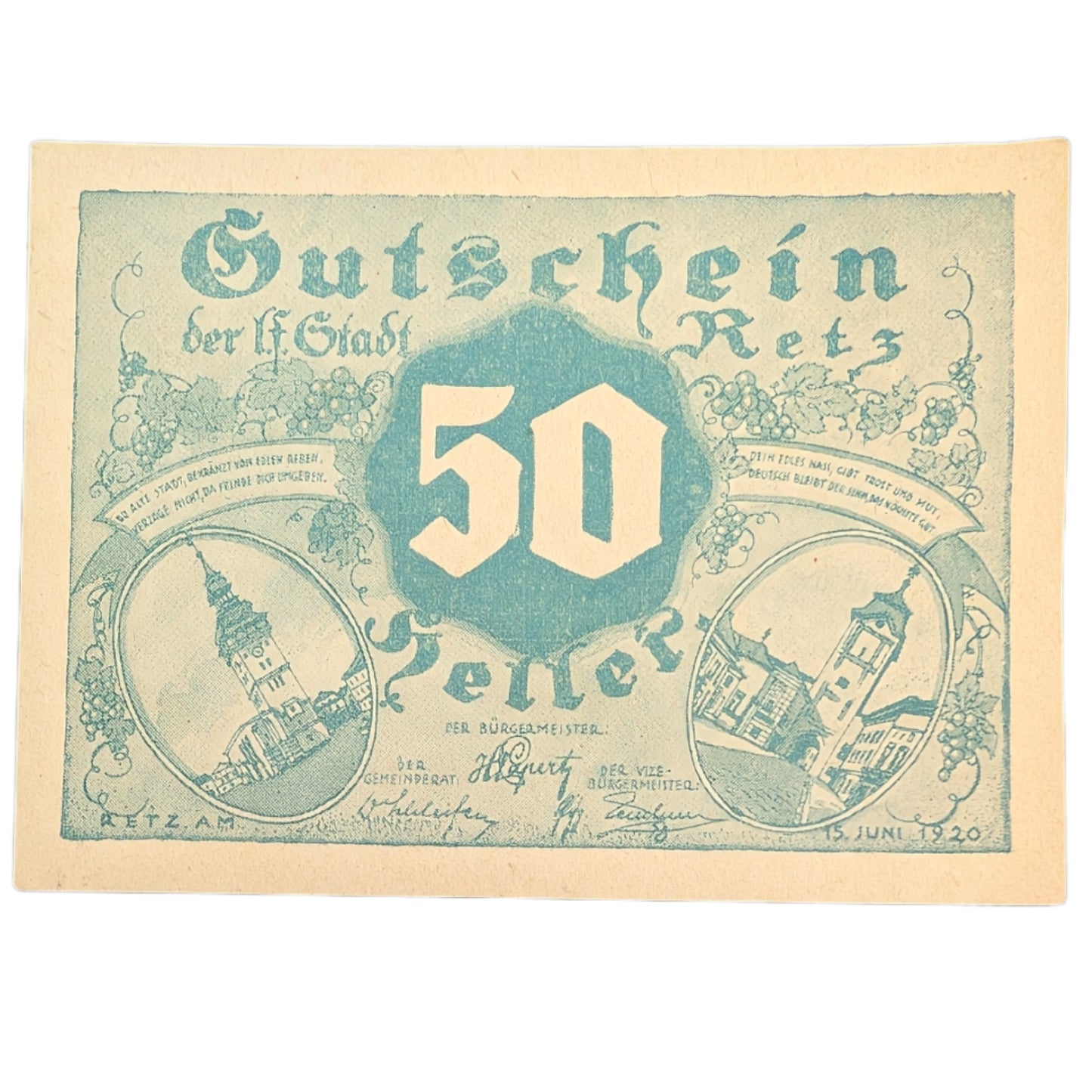 Notgeld: Gutschein Stadtgemeinde Retz, Niederösterreich
