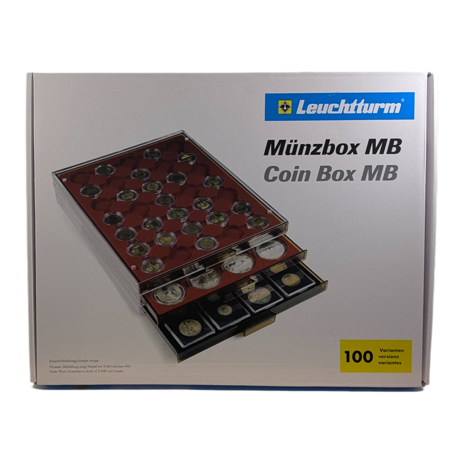 Leuchtturm MB Münzbox mit 20 eckige Fächer, 50 x 50 mm, rauchfarben