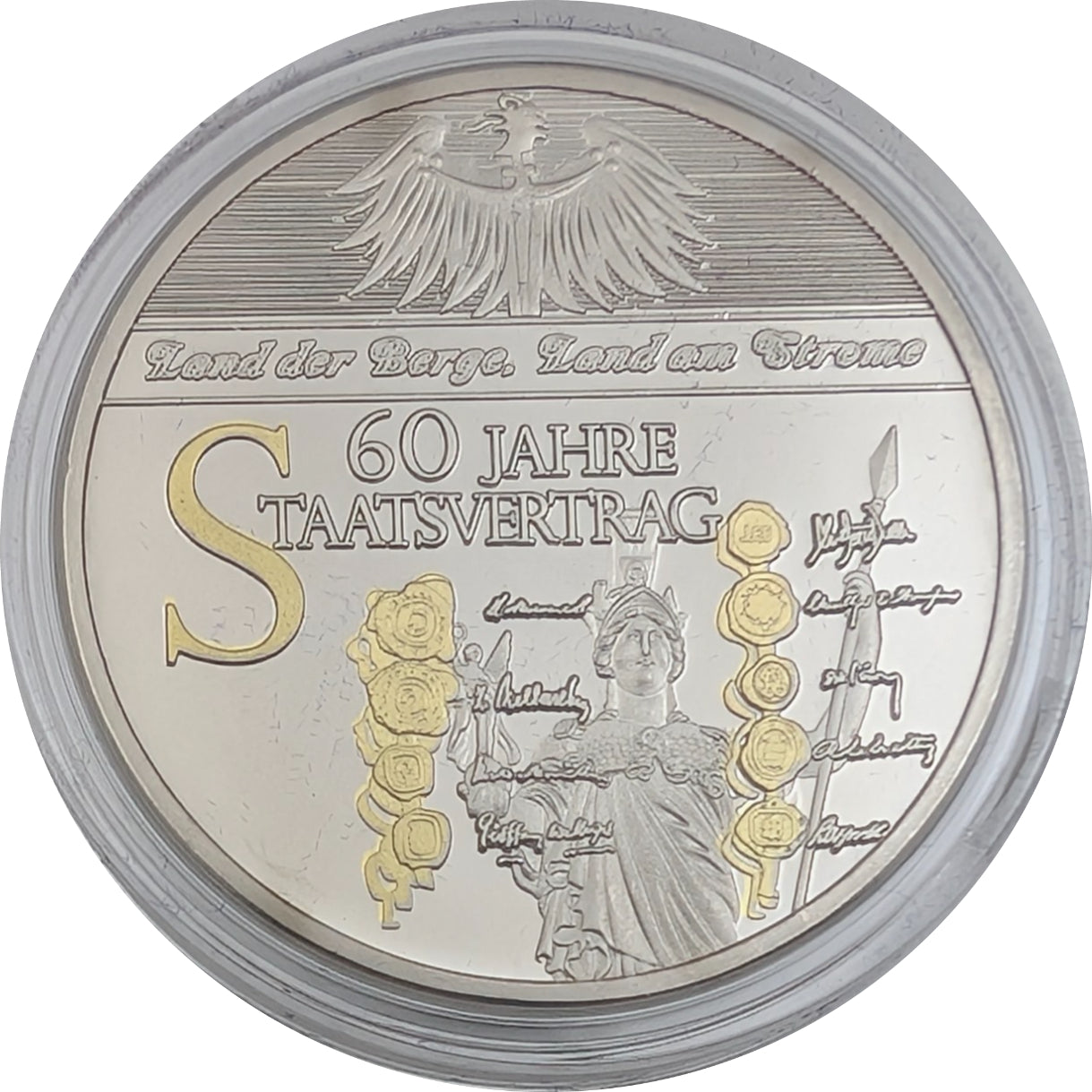 Austria Set, 7-teilig, Land der Berge, Land am Strome, mit Goldapplikation