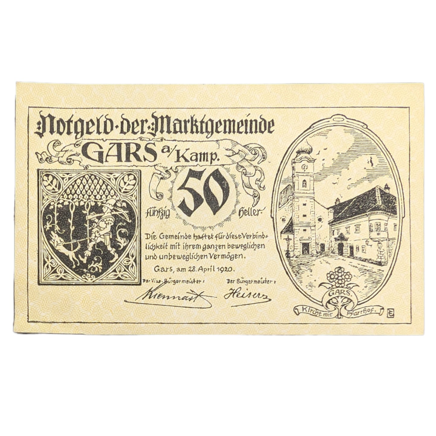 Notgeld der Marktgemeinde Gars am Kamp, Niederösterreich
