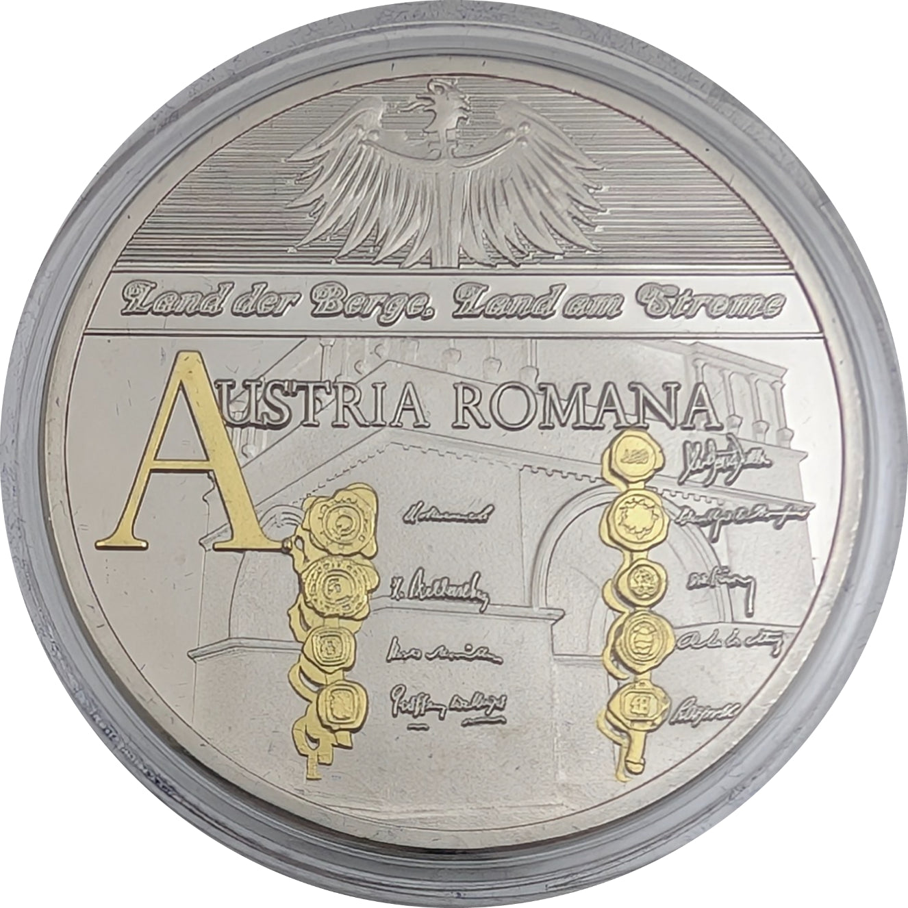Austria Set, 7-teilig, Land der Berge, Land am Strome, mit Goldapplikation
