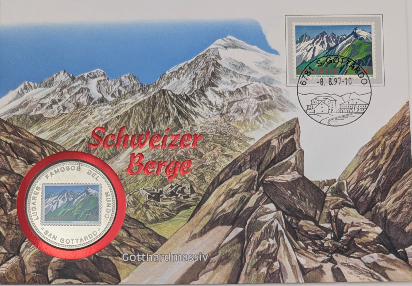 Gotthardmassiv - Schweizer Berge, farbig (Numisbrief)