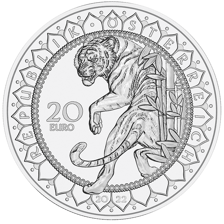 3/5 Asien Stärke des Tigers, mit Swarovski-Kristall - Augen der Kontinente