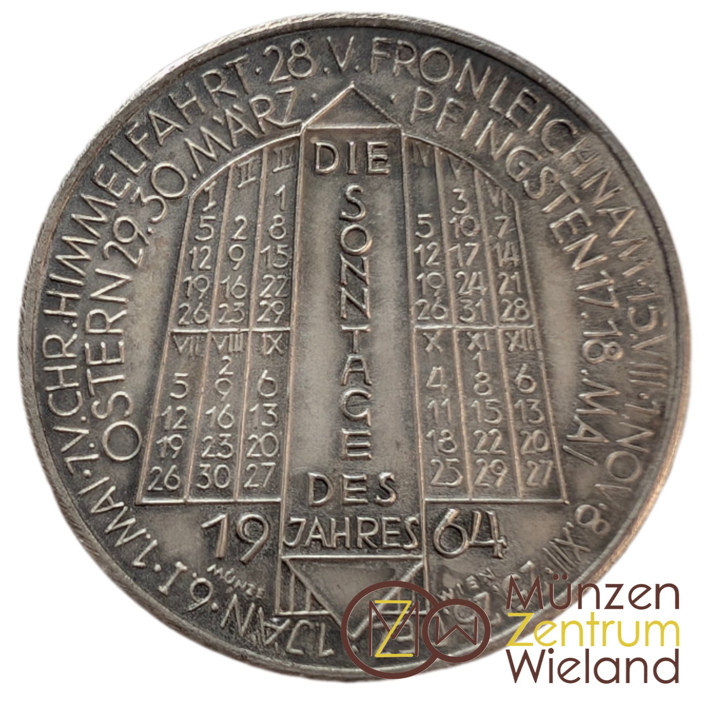 Kalendermedaille Universität s Bund Innsbruck, Bronze versilbert
