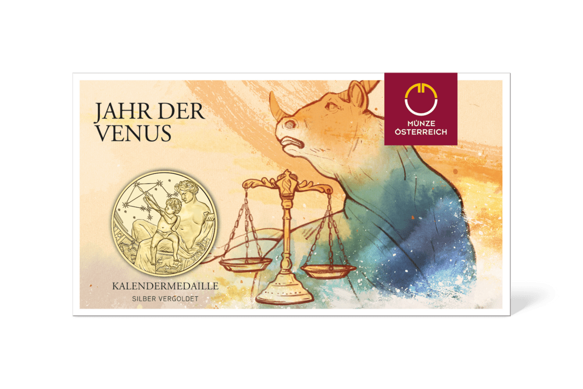 Jahr der Venus, Kalendermedaille, Silber vergoldet