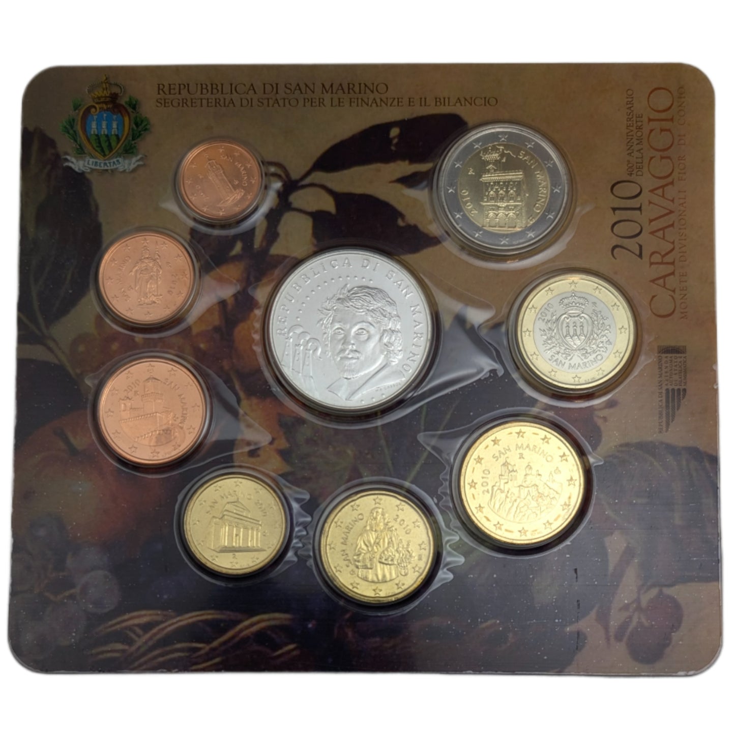 KMS Kursmünzensatz 1 ct - 2 € + 5 € Silber, 400. Todestag Caravaggio