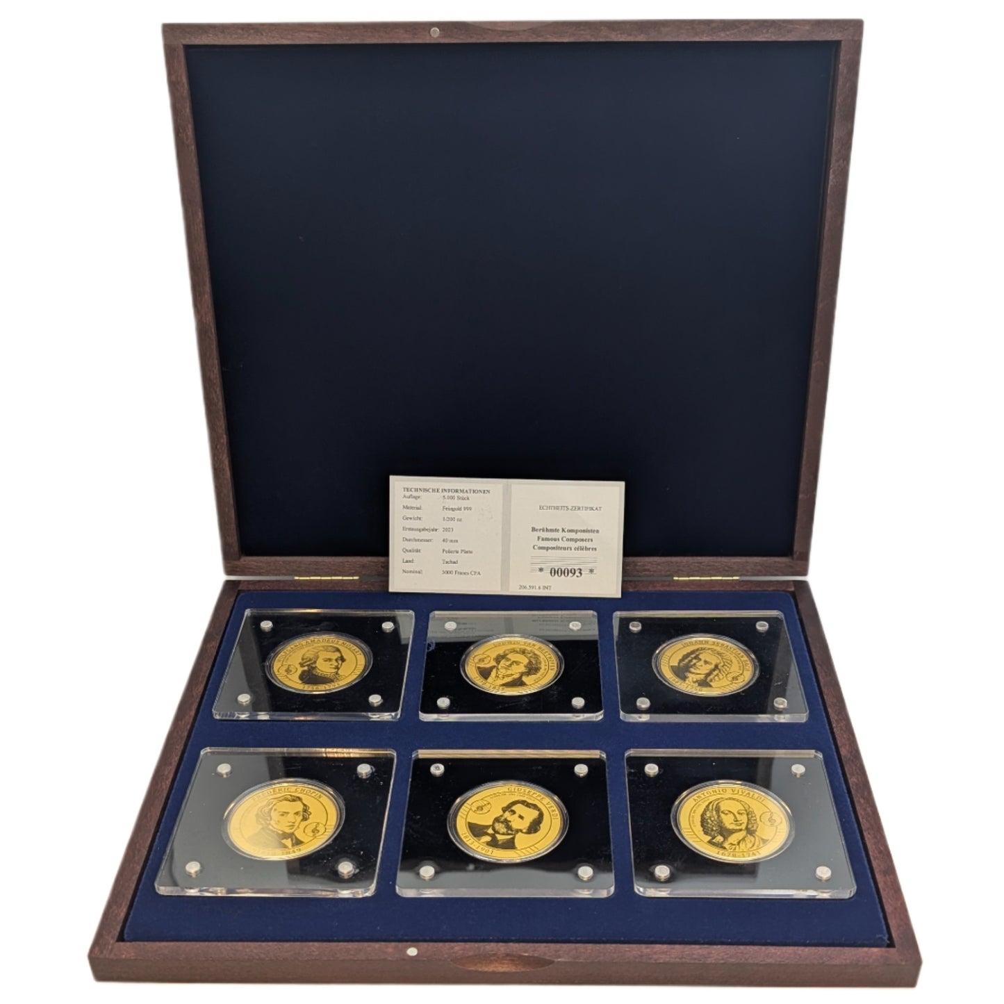 Set Berühmte Komponisten: Mozart, Beethoven, Bach, Chopin, Vivaldi, Verdi