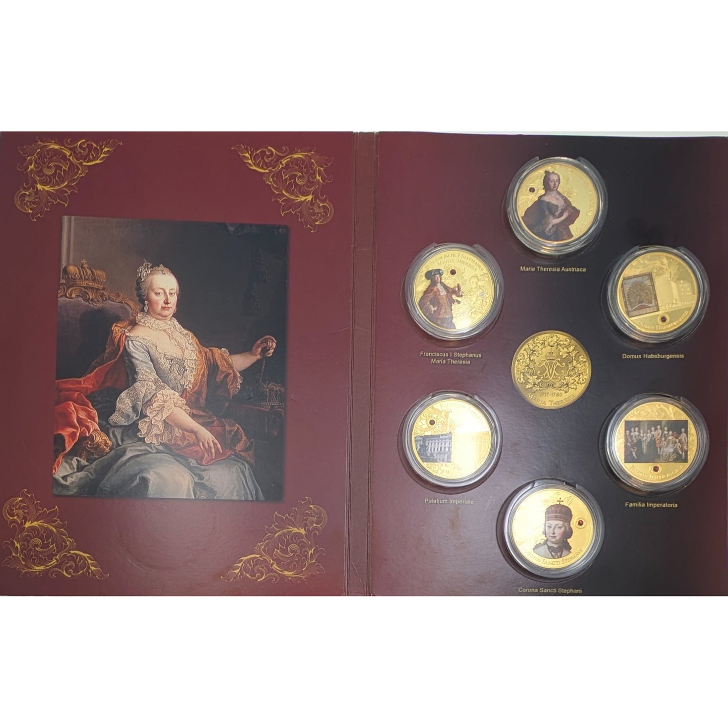 300 Jahre Maria Theresia - Die Habsburger, vergoldet mit Farbdruck und Swarovski-Stein