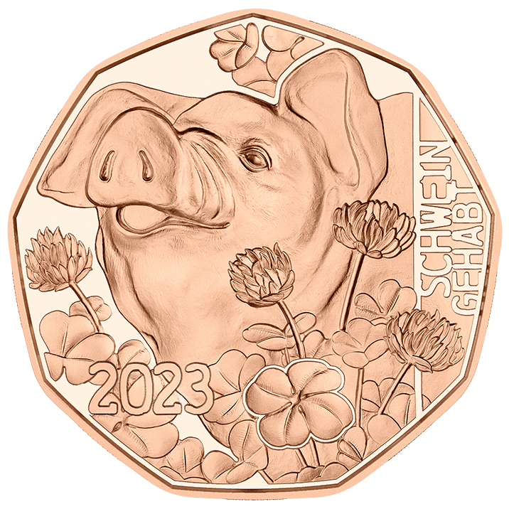 "Schwein gehabt" Neujahrsmünze