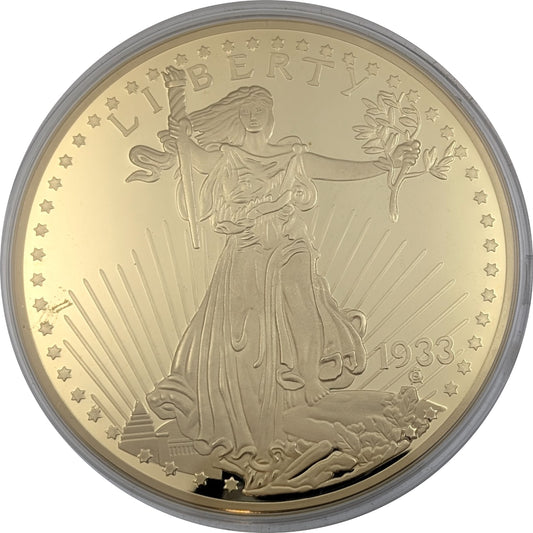 Saint Gaudens Double Eagle, Giant Replica/Neuprägung, 24 Karat vergoldet, Medaille