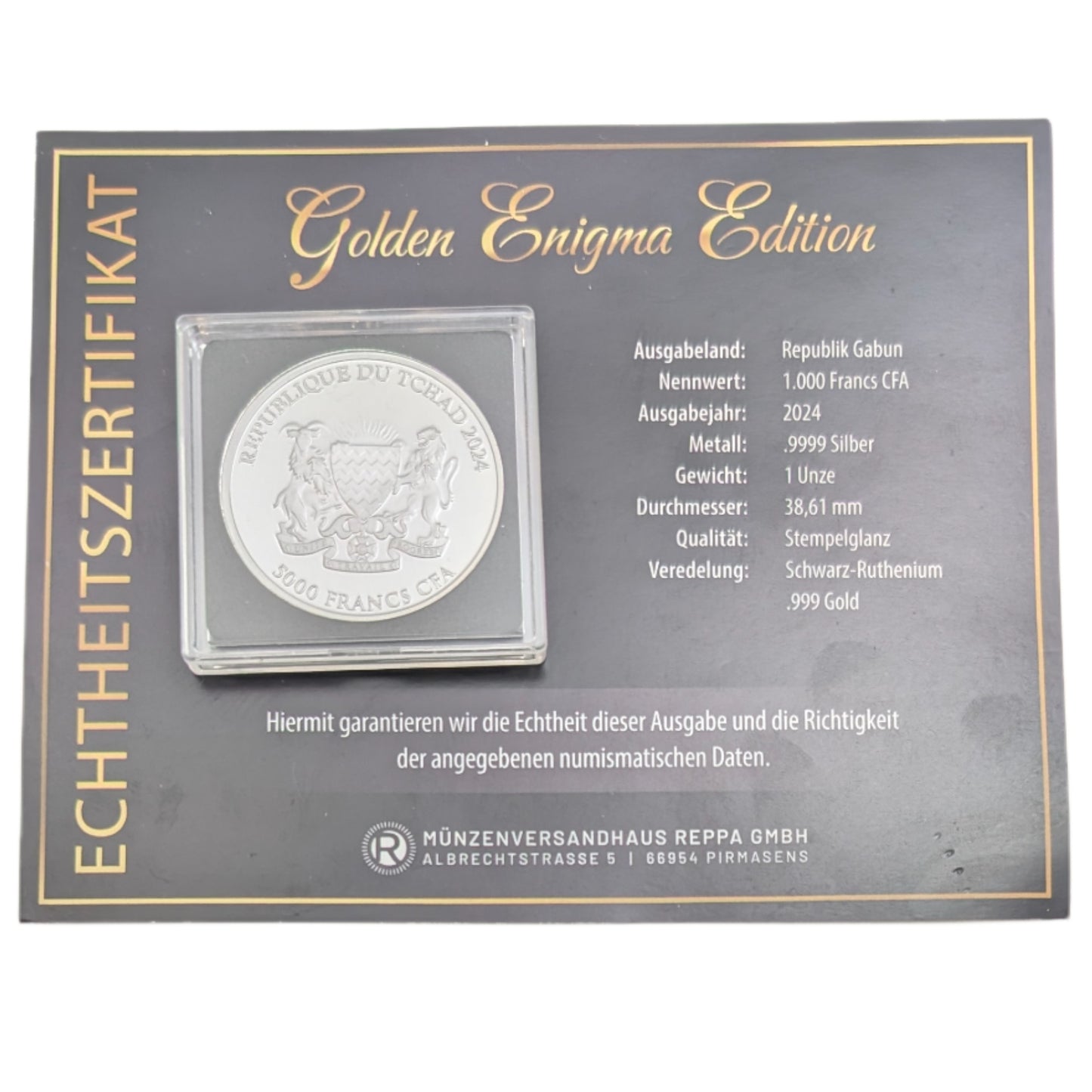Red Panda - Enigma Edition, mit Schwarz-Ruthenium und Gelbgold veredelt