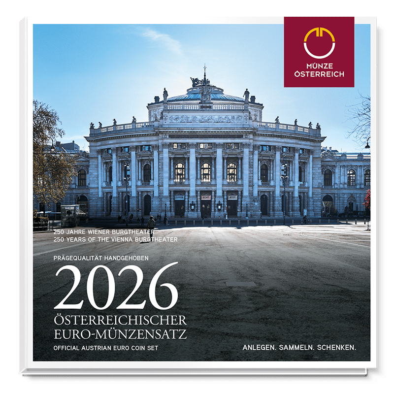 KMS Kursmünzensatz 250 Jahre Wiener Burgtheater, 1 Ct - 2 €