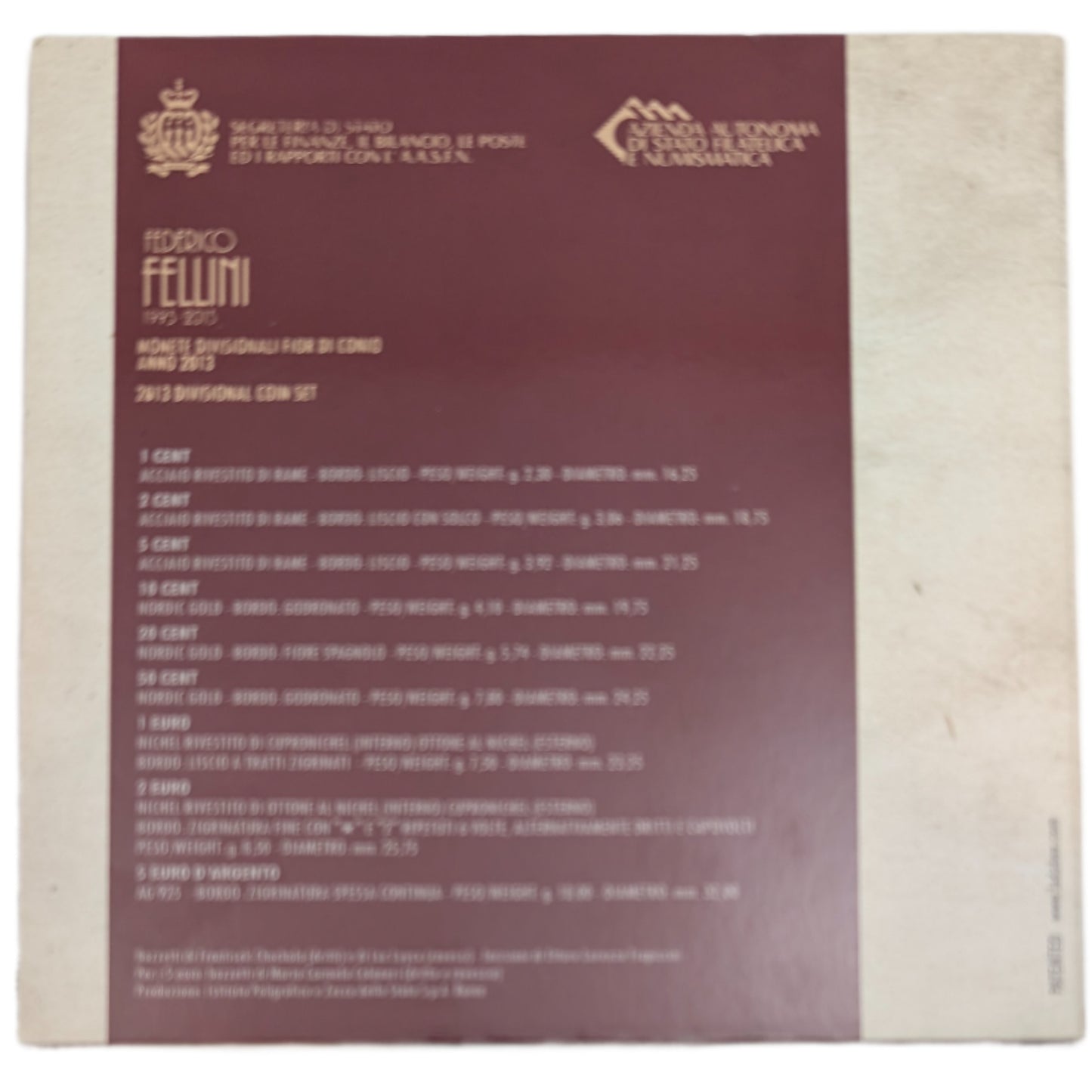 KMS Kursmünzensatz 1 ct - 2 € + 5 € Silber, Federico Fellini