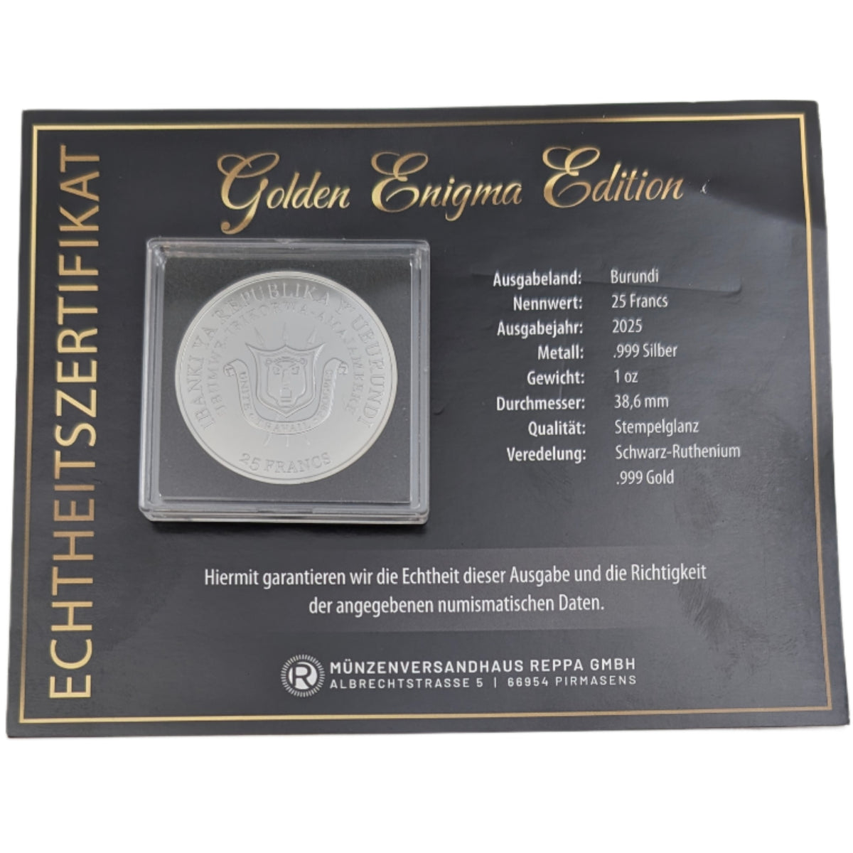 The African Springbock - Golden Enigma Premium Edidion, mit Schwarz-Ruthenium und Gelbgold veredelt