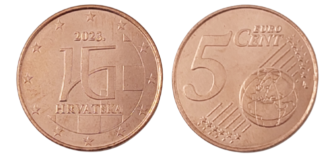 Kursmünze - Buchstaben HR in glagolitischer Schrift, Ø 21,25 mm