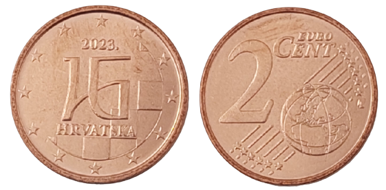 Kursmünze - Buchstaben HR in glagolitischer Schrift, Ø 18,75 mm