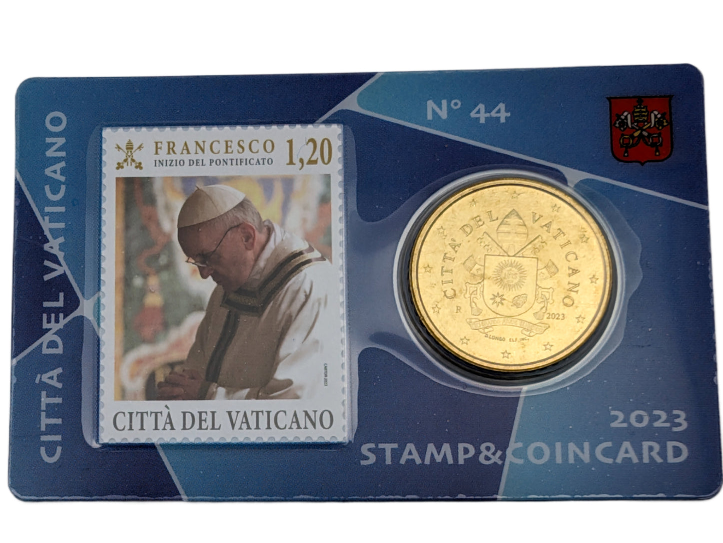 #44 Briefmarke € 1,20 und Coincard 50 Cent, blau