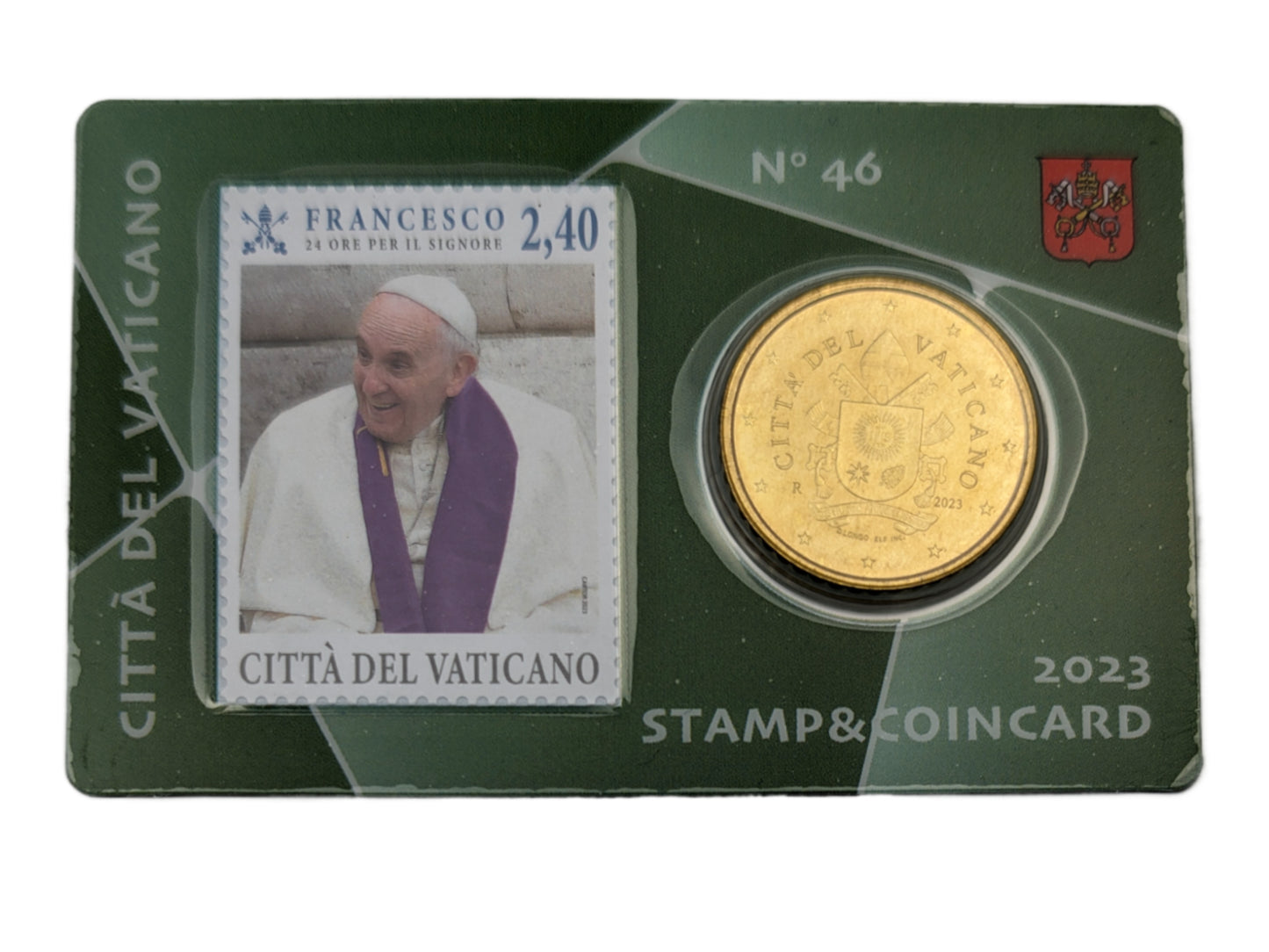 #46 Briefmarke € 2,40 und Coincard 50 Cent, grün
