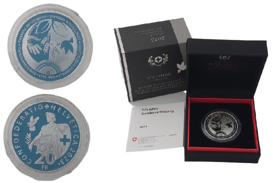 175 Jahre Schweizer Bundesverfassung, Ø 33 mm (Ausgabe 4.7.2023)