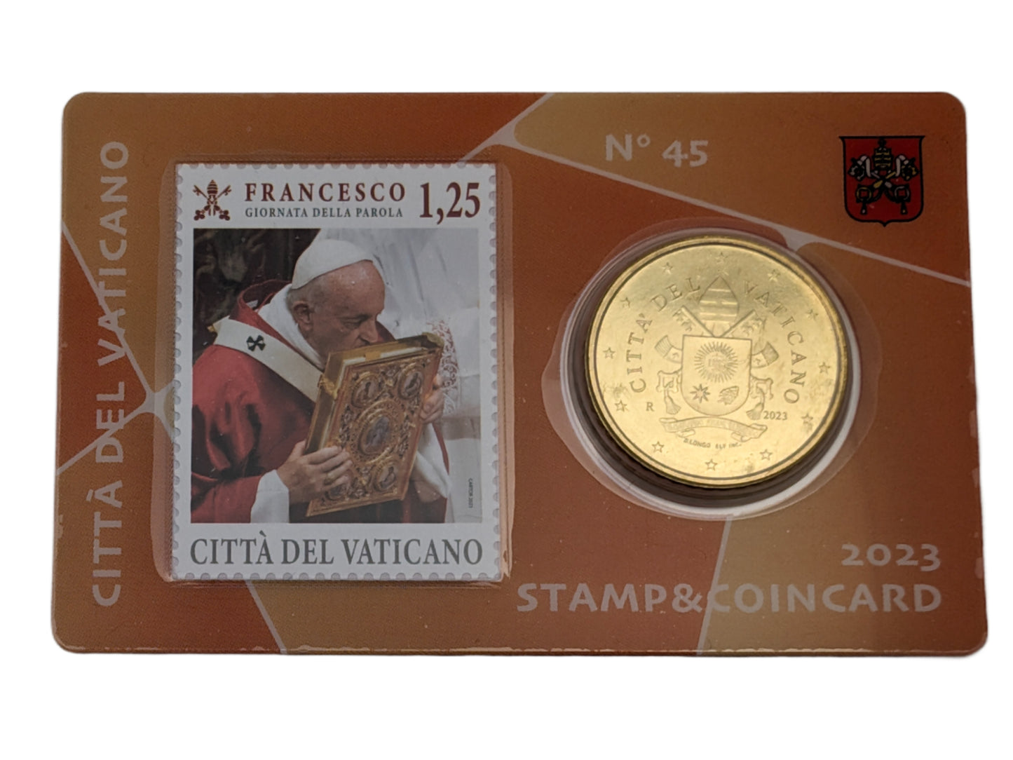 #45 Briefmarke € 1,25 und Coincard 50 Cent, orange