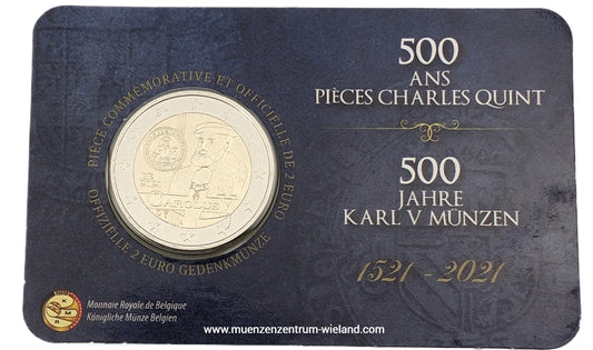 500 Jahre Charles V., Coincard NL/EN auf 2 € Seite