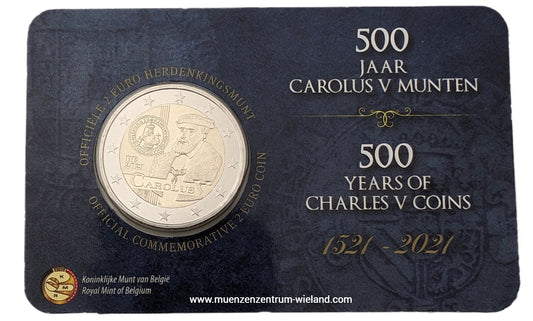 500 Jahre Charles V., Coincard FR/DE auf 2 € Seite (Coincard hat Kratzer)