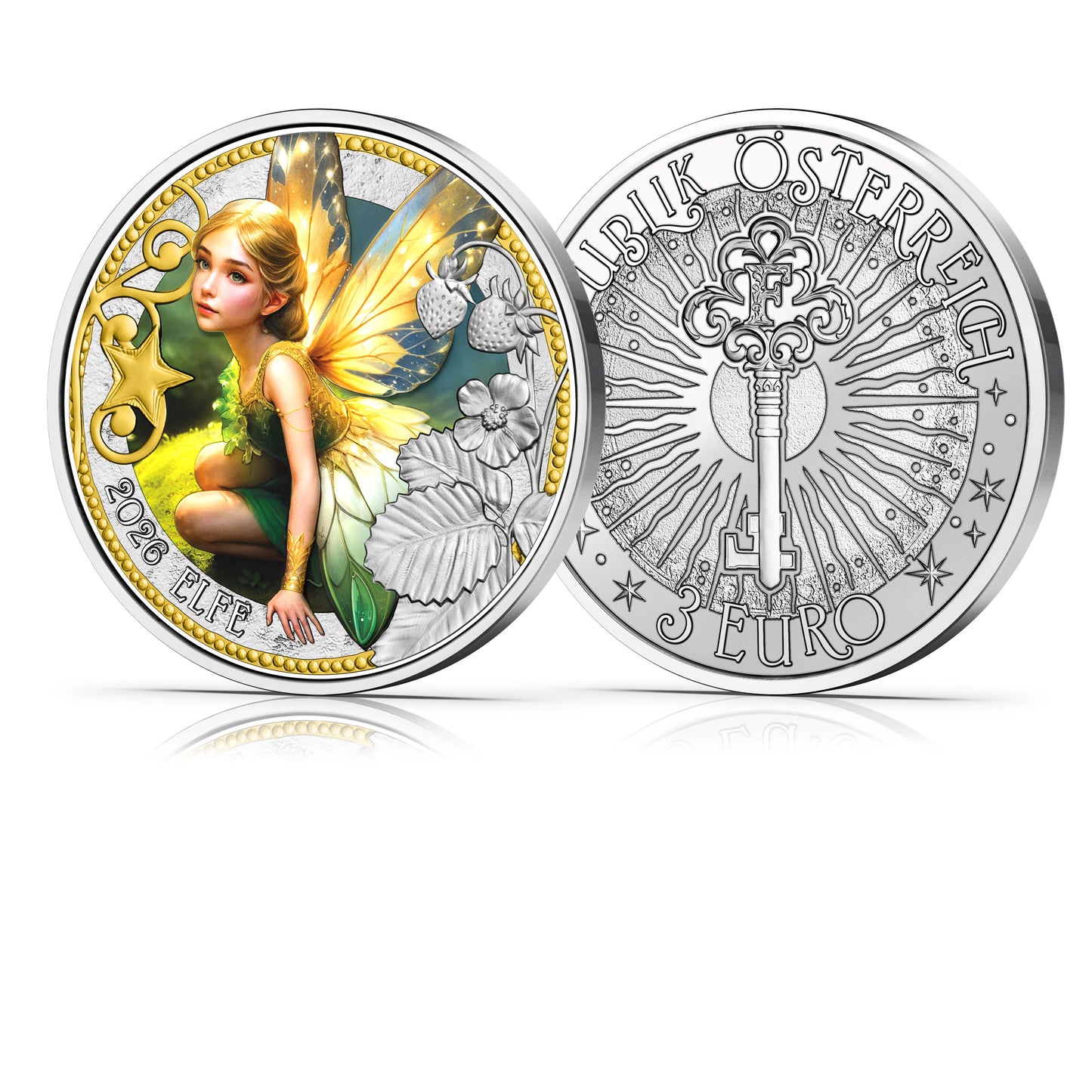 03/12 Die Elfe - Naturgeist der Fantasie, Fabelwesen, Fabelwesen, farbig, leuchtet mit UV-Taschenlampe