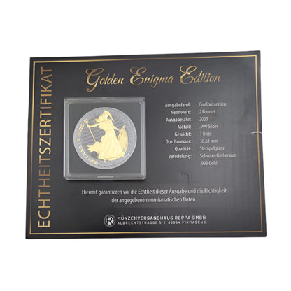 Britannia - Enigma Edition, mit Schwarz-Ruthenium und Gelbgold veredelt