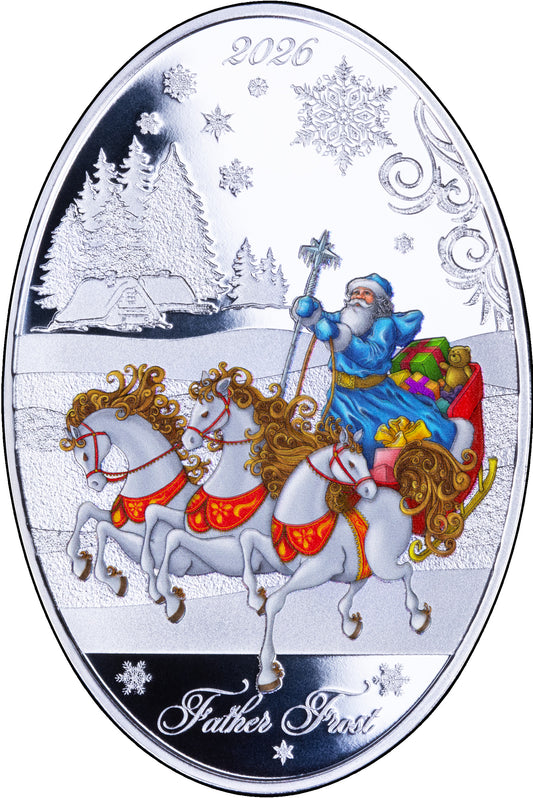 Father Frost / Väterchen Frost, farbig, oval, Weihnachtsmünze