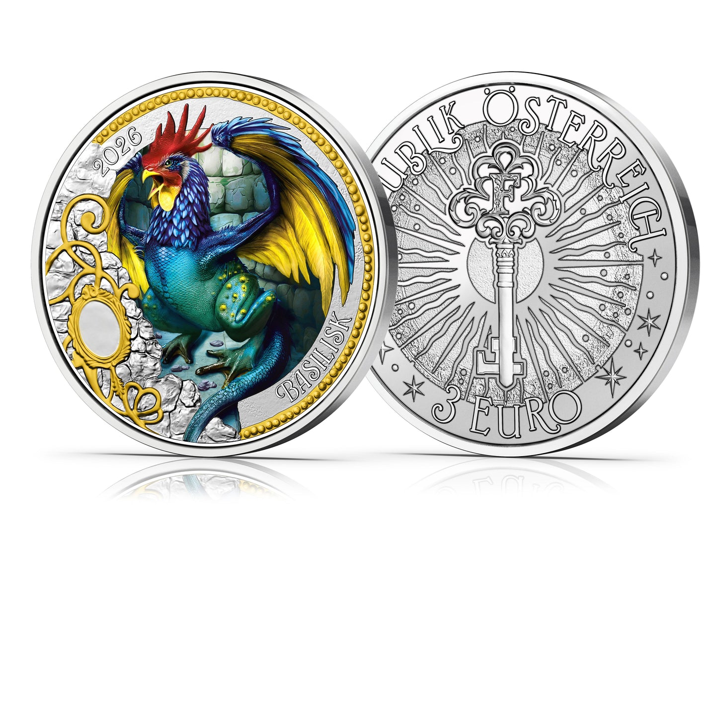 04/12 Der Basilisk - König der Schlangen, Fabelwesen, Fabelwesen, farbig, leuchtet mit UV-Taschenlampe