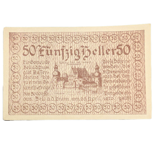 Notgeld/Kassenschein Gemeinde Zell an der Pram