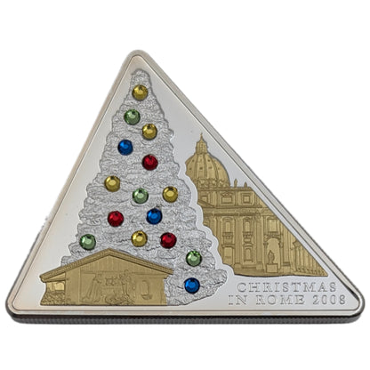 Weihnachten in Rom/Christmas in Rome, Goldapplikation, Swarovskisteine, dreieckig