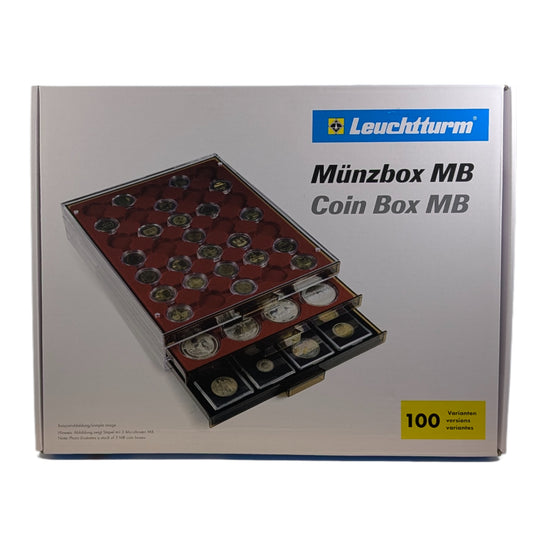 Leuchtturm MB Münzbox mit 20 eckige Fächer, 50 x 50 mm, rauchfarben