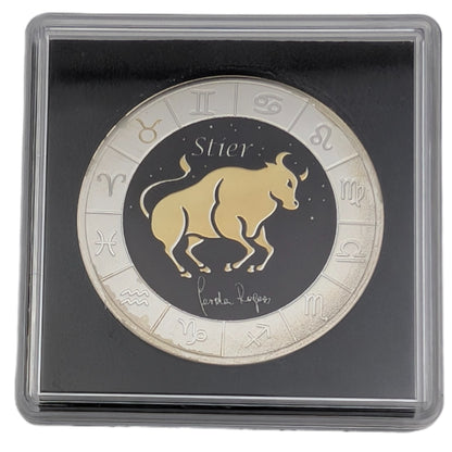 Sternzeichen Stier - Gerda Rogers, teilvergoldet, teilkoloriert