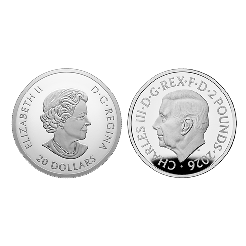 100th Anniversary of the Birth of Queen Elizabeth II, 2-Coin-Set: Großbritannien und Kanada, 2 Pfund + 20 Dollar