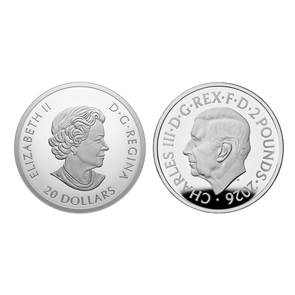 100th Anniversary of the Birth of Queen Elizabeth II, 2-Coin-Set: Großbritannien und Kanada, 2 Pfund + 20 Dollar