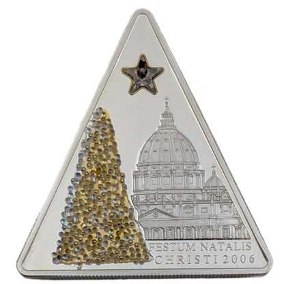 Weihnachten, Festum Natalis Christi, Goldapplikation, Swarovskisteine, dreieckig