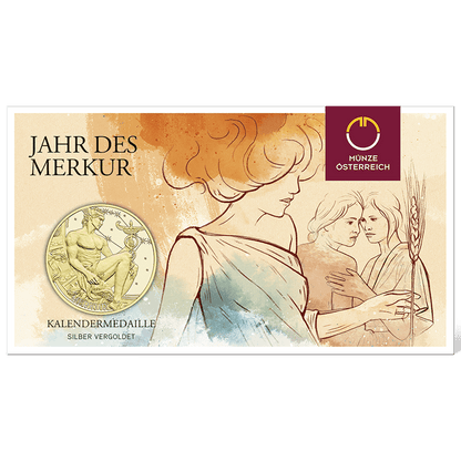Jahr des Merkur, Kalendermedaille, Silber vergoldet
