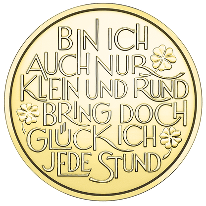 Glücksjeton - Reisen ins Glück 2023-2029, Kurti schwimmt in Japan mit Fischen, vergoldet