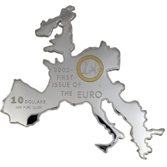 2002 Erste Ausgabe des Euro, mapshaped Europe