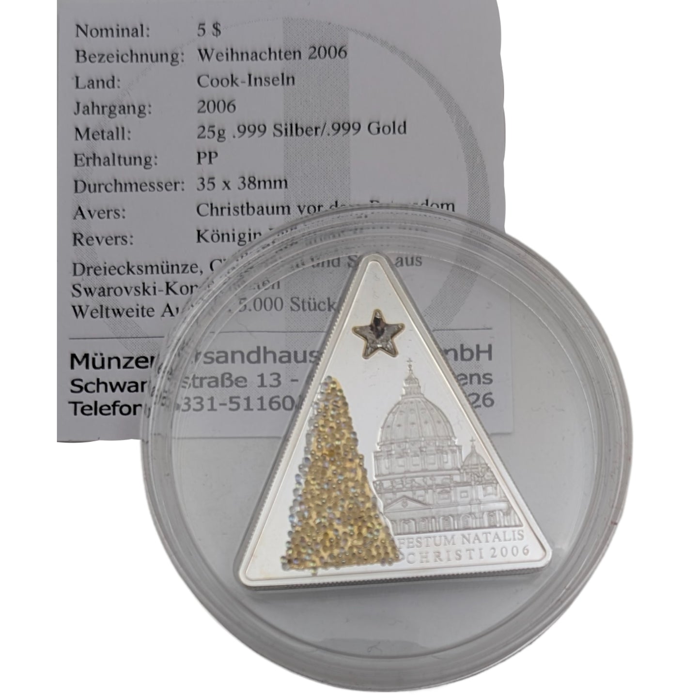 Weihnachten, Festum Natalis Christi, Goldapplikation, Swarovskisteine, dreieckig