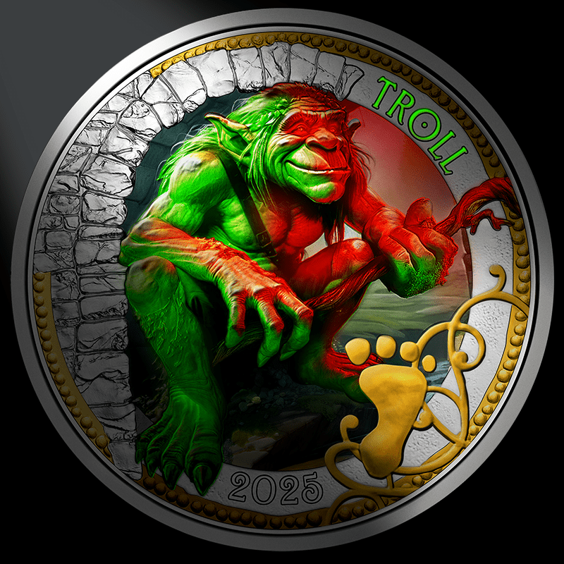 01/12 Der Troll - Wächter aus der Sage, Fabelwesen, Fabelwesen, farbig, leuchtet mit UV-Taschenlampe