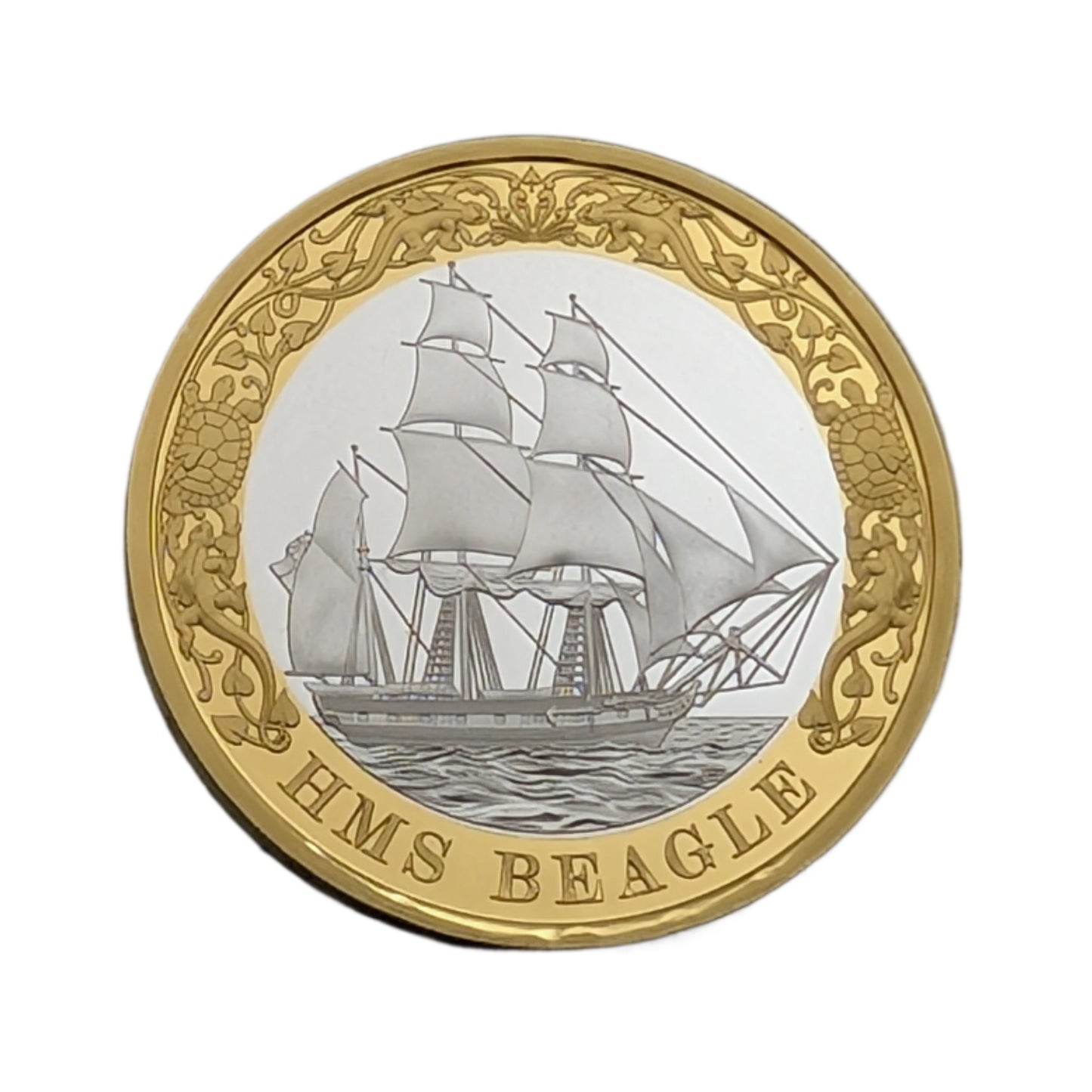 Schlachtschiff HMS Beagle mit Goldapplikation