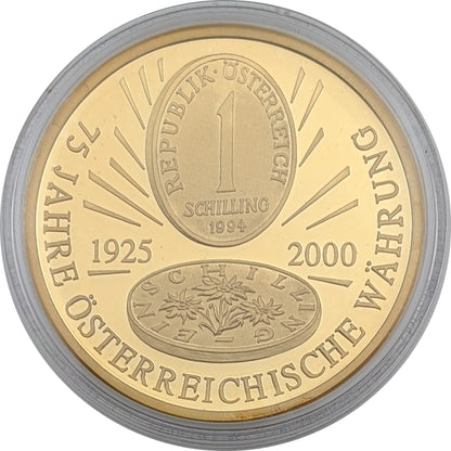 75 Jahre Schilling, Silber mit 24-Karat Vergoldung
