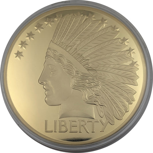 Indian Head Double Eagle, Replica/Neuprägung, 24 Karat vergoldet, Medaille