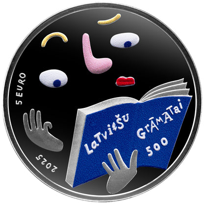 Erstes lettisches Buch / First Latvian Book, Farbapplikation