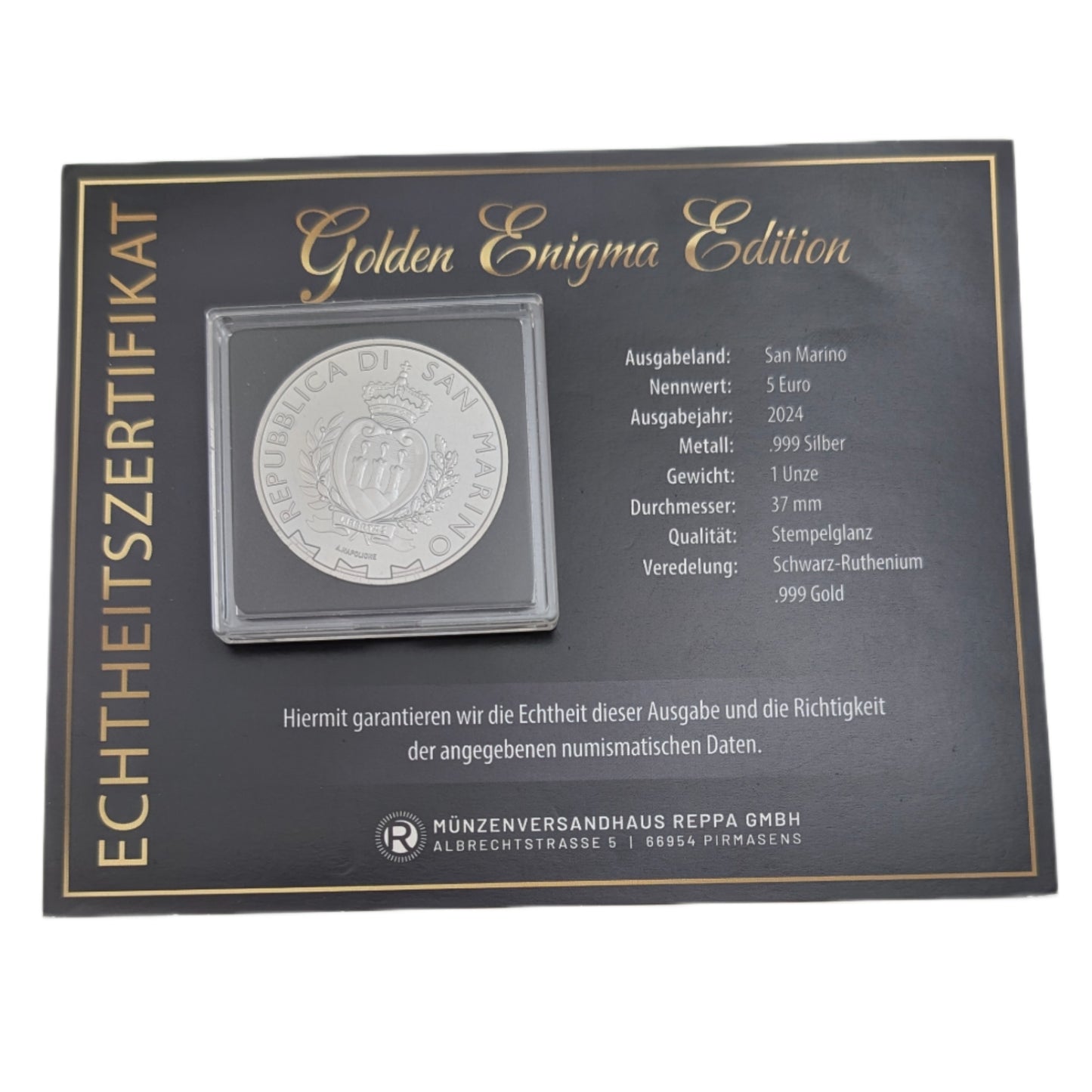 Peregrin Falcon - Enigma Edition, mit Schwarz-Ruthenium und Gelbgold veredelt