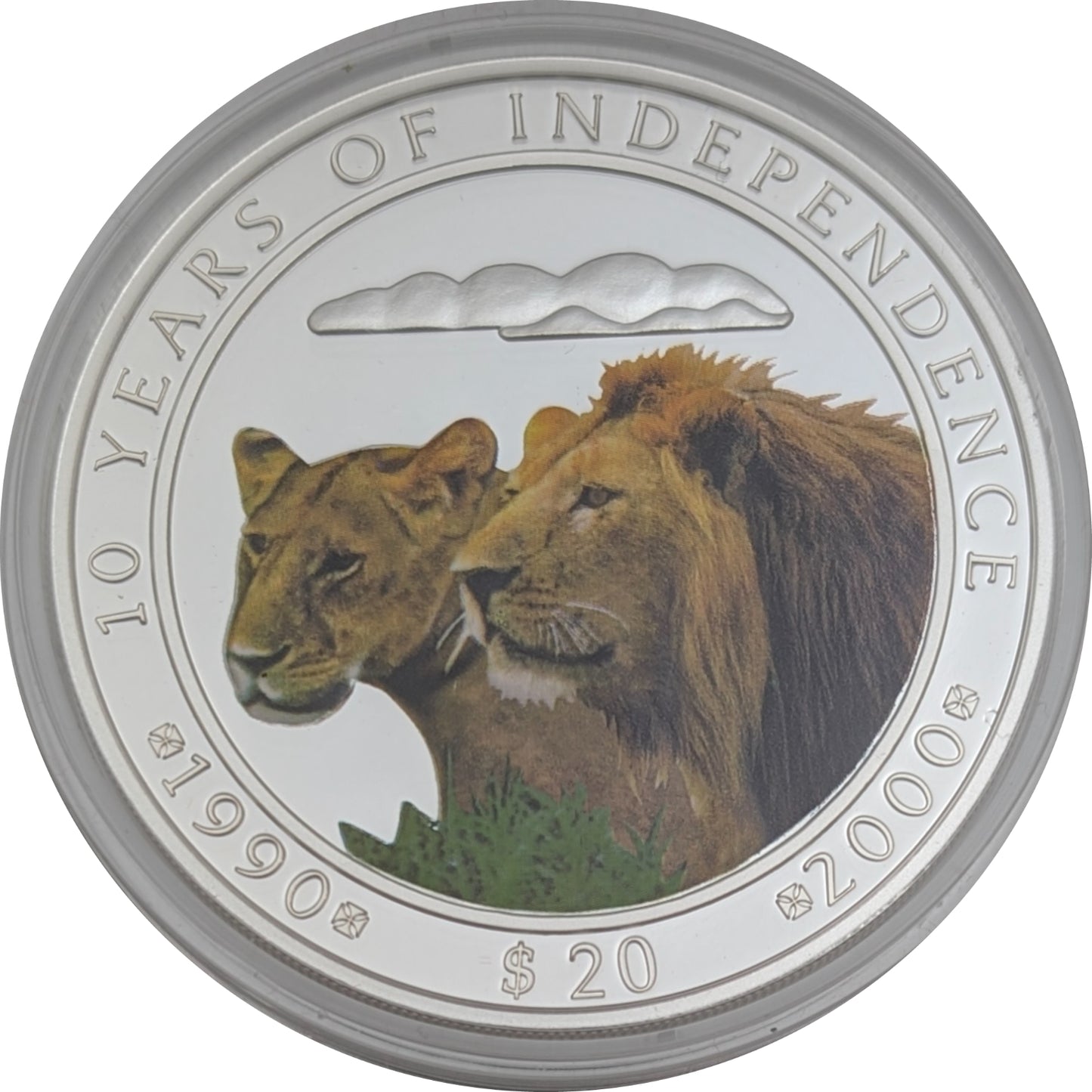 10 Years of Independence/10 Jahre Unabhängigkeit, Löwenpaar, colored/farbig