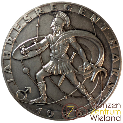 Kalendermedaille Jahresregent Mars, Bronze versilbert