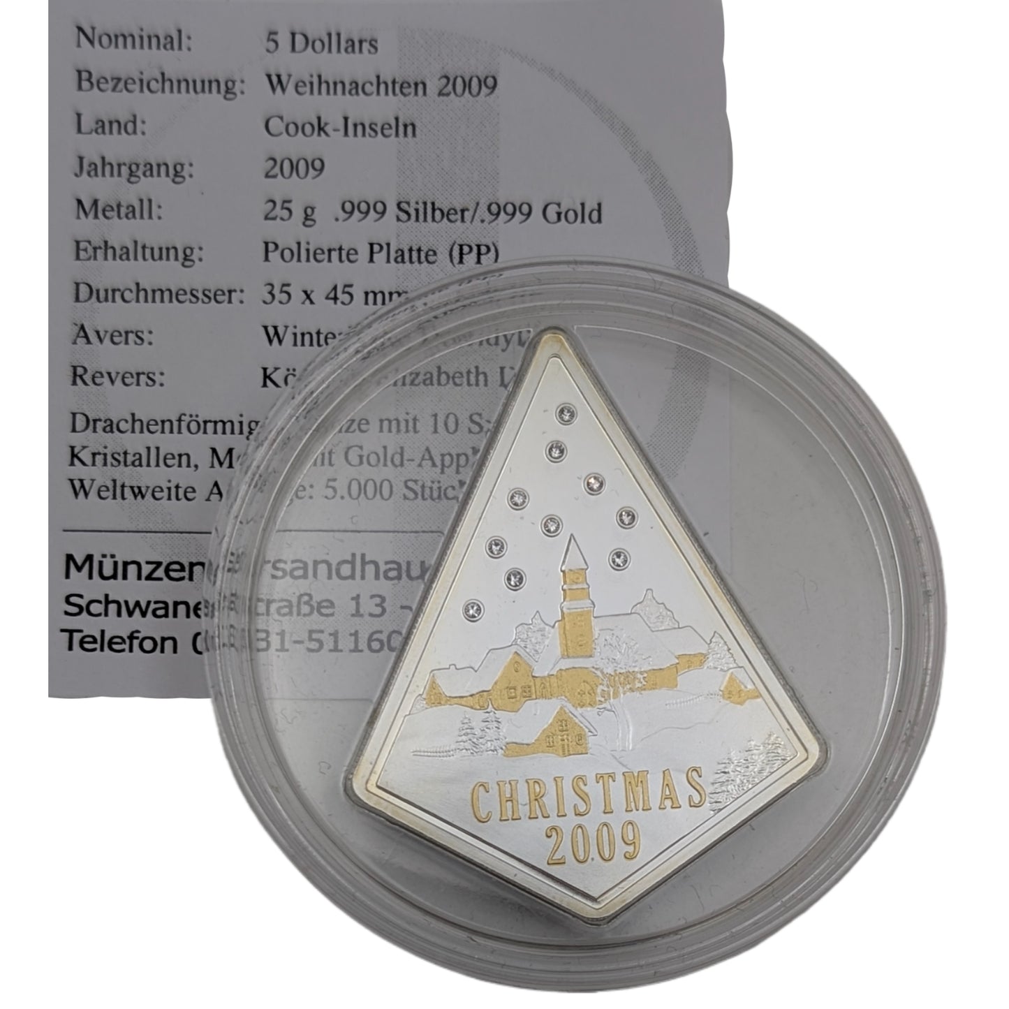 Weihnachten / Christmas, Winterlandschaft, Goldapplikation, Swarovskisteine